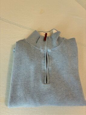 Magaschoni Men's Light Blue Zip-Neck Sweater